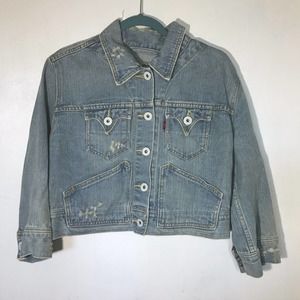 Levi's Jeans Button Front Crop Denim Jacket